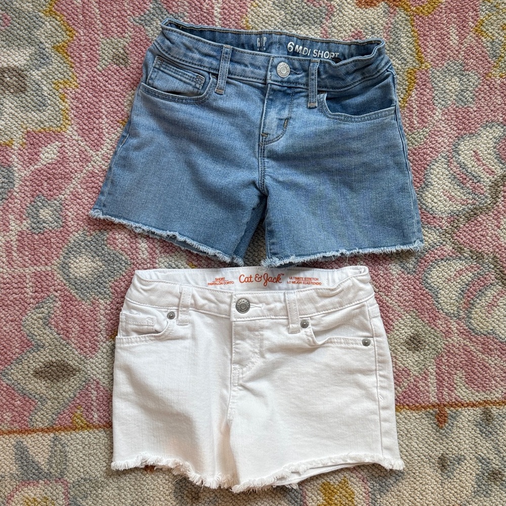 Lot of 2 Girls Denim Jean Shorts 6 6/7 GAP Cat & Jack